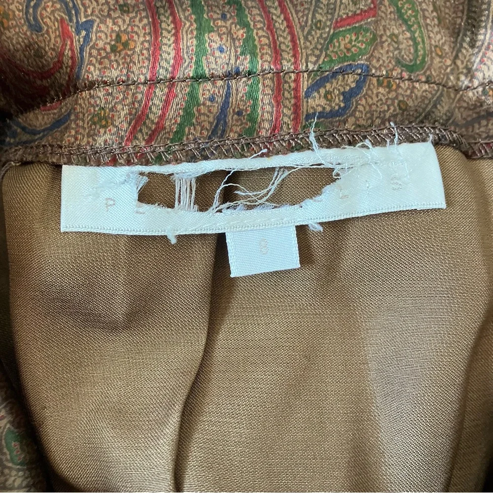Perry Ellis Vintage Brown Paisley High Waisted Ladies Cropped Silk Trousers - Picture 11 of 11